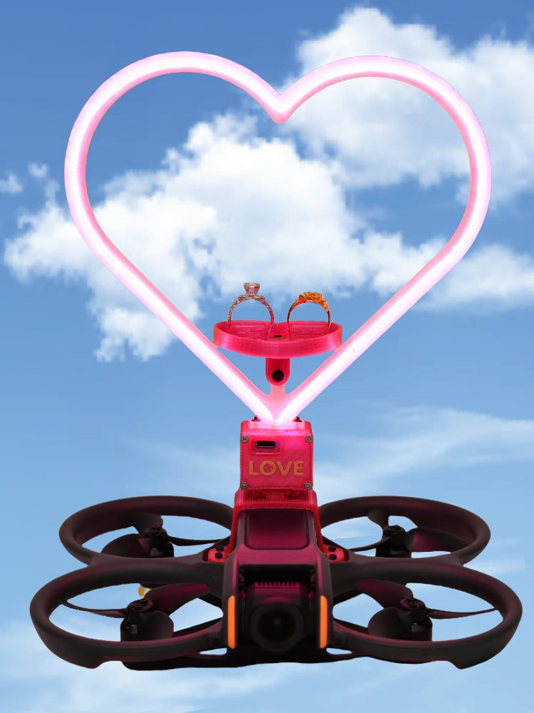 Avata 2nd generation drone with built-in battery and love-shaped light for weddings, wedding rings, proposals and celebrations