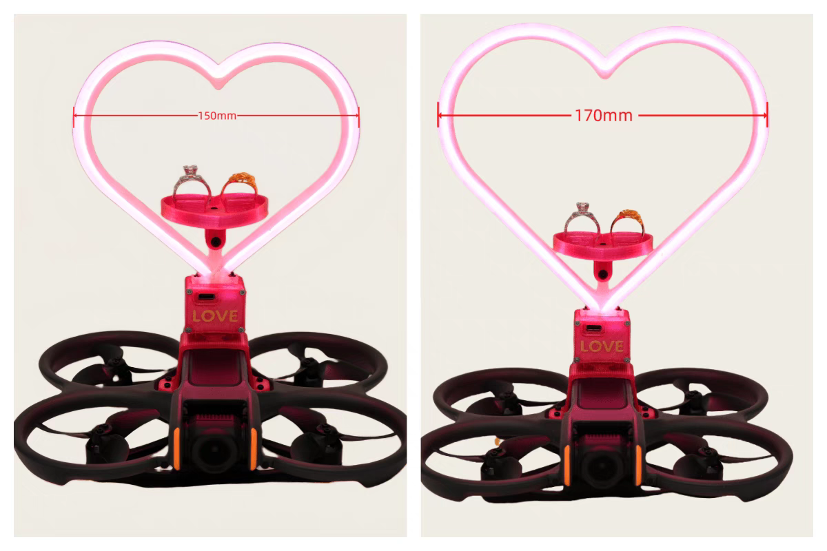Avata 2nd generation drone with built-in battery and love-shaped light for weddings, wedding rings, proposals and celebrations